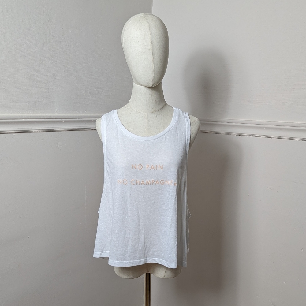 Sweaty Betty Crop Top, No Pain No Champagne White Size XL